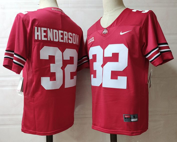 Men Ohio State Buckeyes 32 Henderson Red Nike 2025 NCAA Jersey